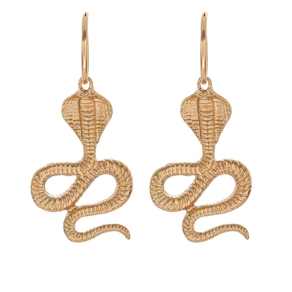 Goldtone Cobra Snake Drop Earrings
